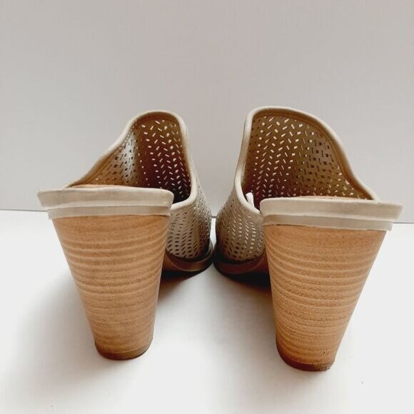 DV by Dolce Vita \ Slip-On Laser Cut-Out Mules Chunky High Heel Shoes Cream 7.5 - Picture 11 of 16